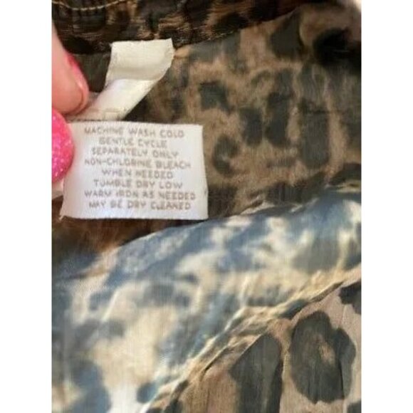 Chico's Women's Leopard Print Crinkle Jacket Lined With Front Zipper Closure M - Picture 5 of 7